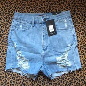 Brand New Fashion Nova Light blue denim shorts size L